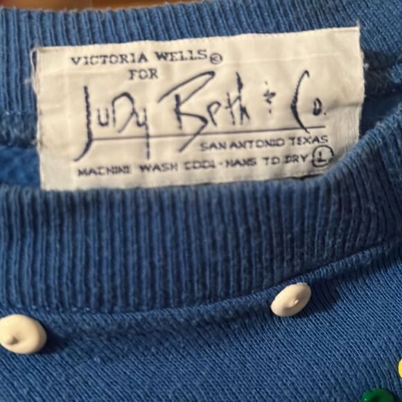 Victoria Wells Original Hand Painted Blue Hanukkah Sweatshirt Size L - Picture 4 of 5